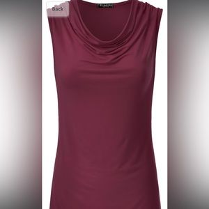 Casual Cowl Neck Ruched Draped Lightweight Sleeveless Stretchy Blouse Tank